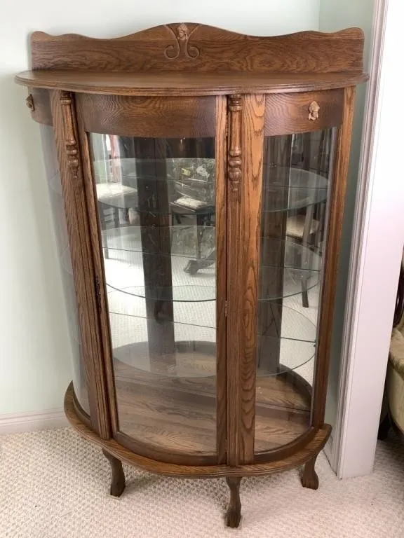 Oak Bow Front China Cabinet