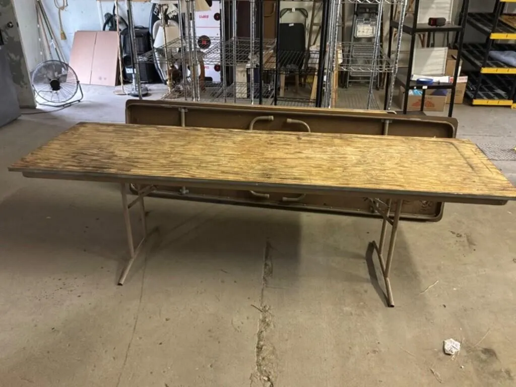 Folding Banquet Table 96in Wood Top