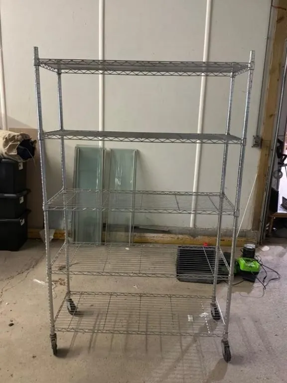 Chrome Wire Shelving Unit w/ Casters 73in