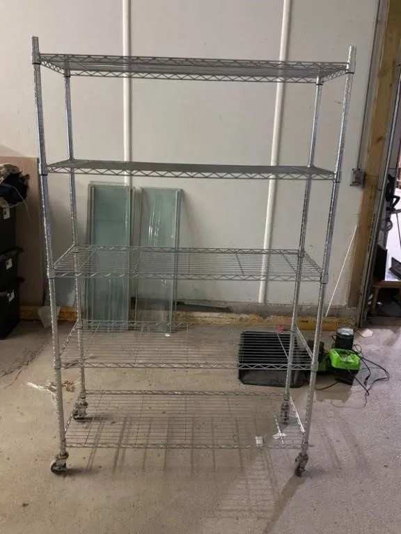 Chrome Wire Shelving Cart - 5 Shelves