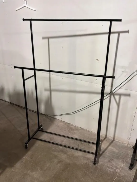 Rolling Double-Bar Garment Rack 68in