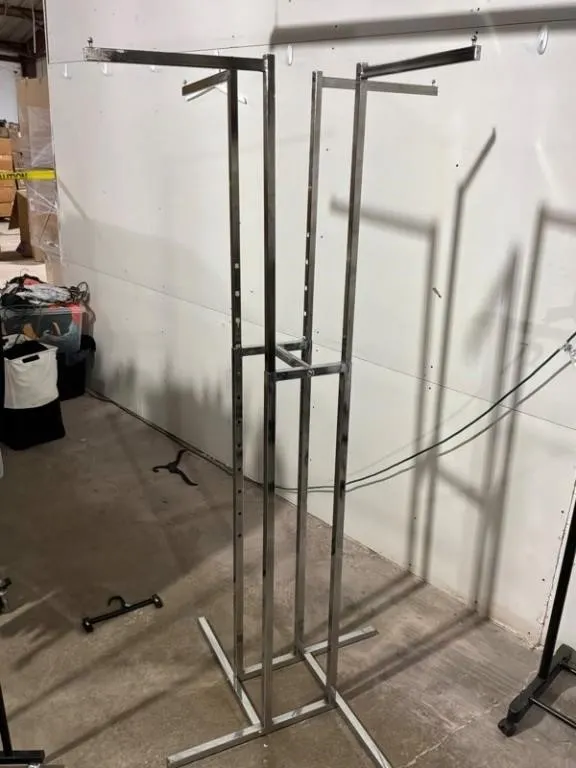 Pair of Freestanding Chrome Garment Racks