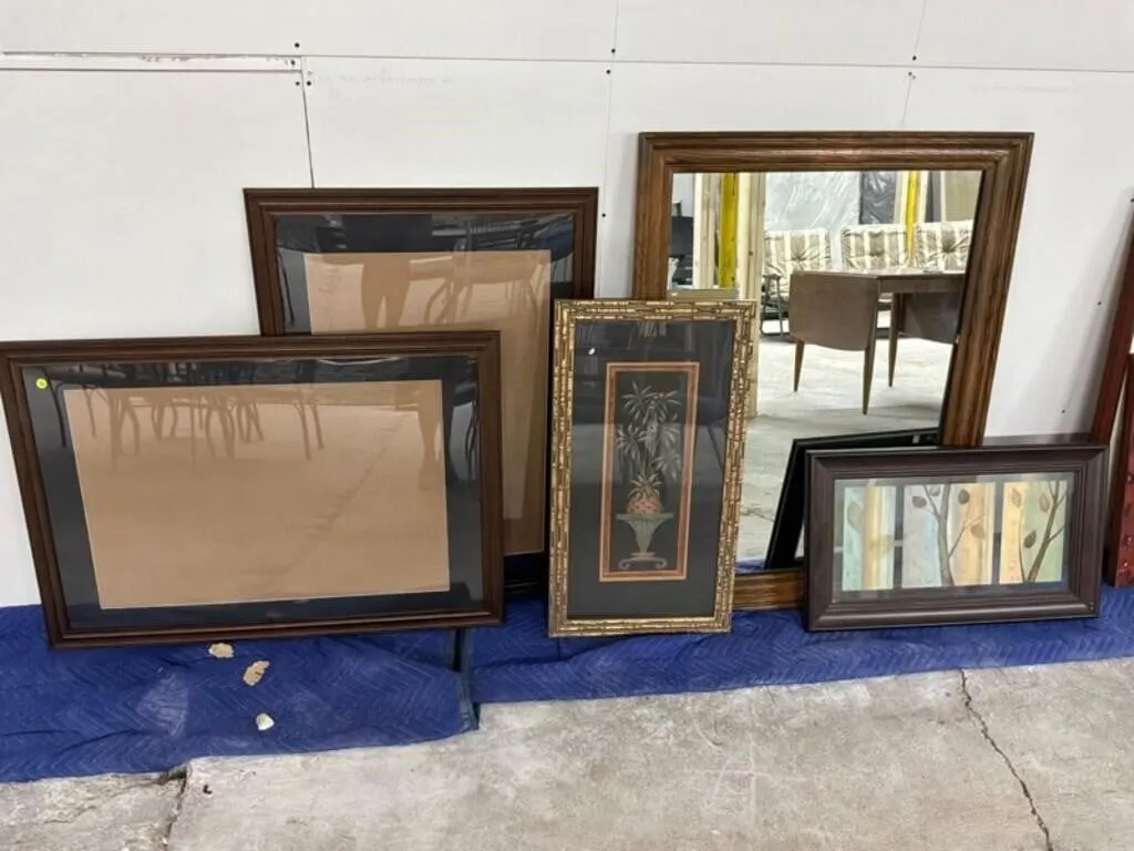 Framed Wall Decor & Mirror (Lot of 5)