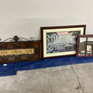 3pc Framed Art, Mirror & LIVE LAUGH LOVE Decor