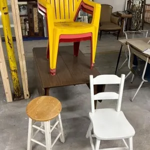 6pc Mixed Furniture - Table, Chairs & Stool