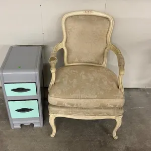 Ornate Upholstered Chair & Nightstand Set