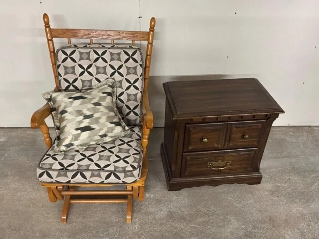 Wood Rocking Chair & Nightstand (2pc)