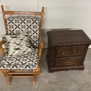 Wood Rocking Chair & Nightstand (2pc)