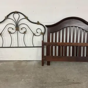 2pc Wood & Ornate Metal Headboards