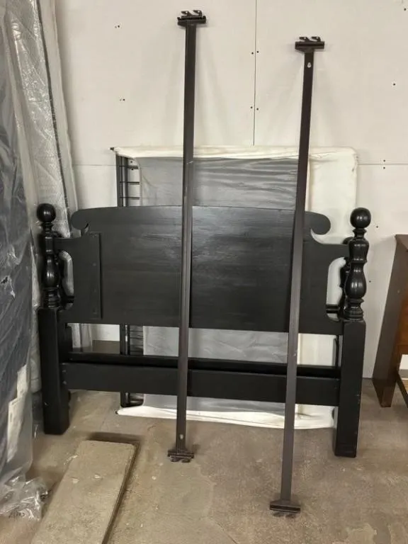 Black Wooden Bed Frame - Headboard & Rails