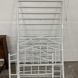 White Metal Twin Bed Frame w/ Scrollwork