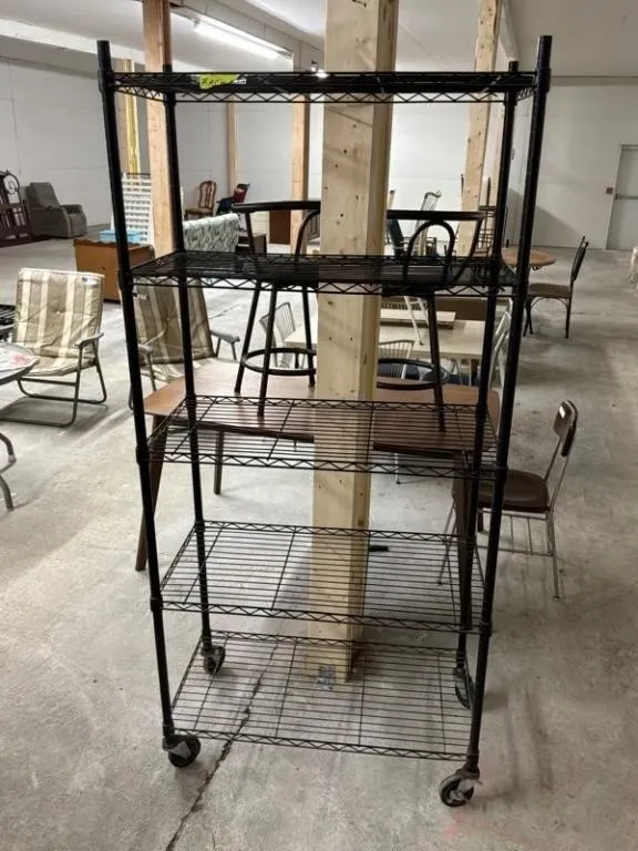 72in Black Metal Wire Shelving Unit