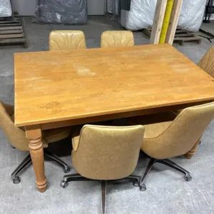 Vintage Dining Table & 6 Swivel Chairs