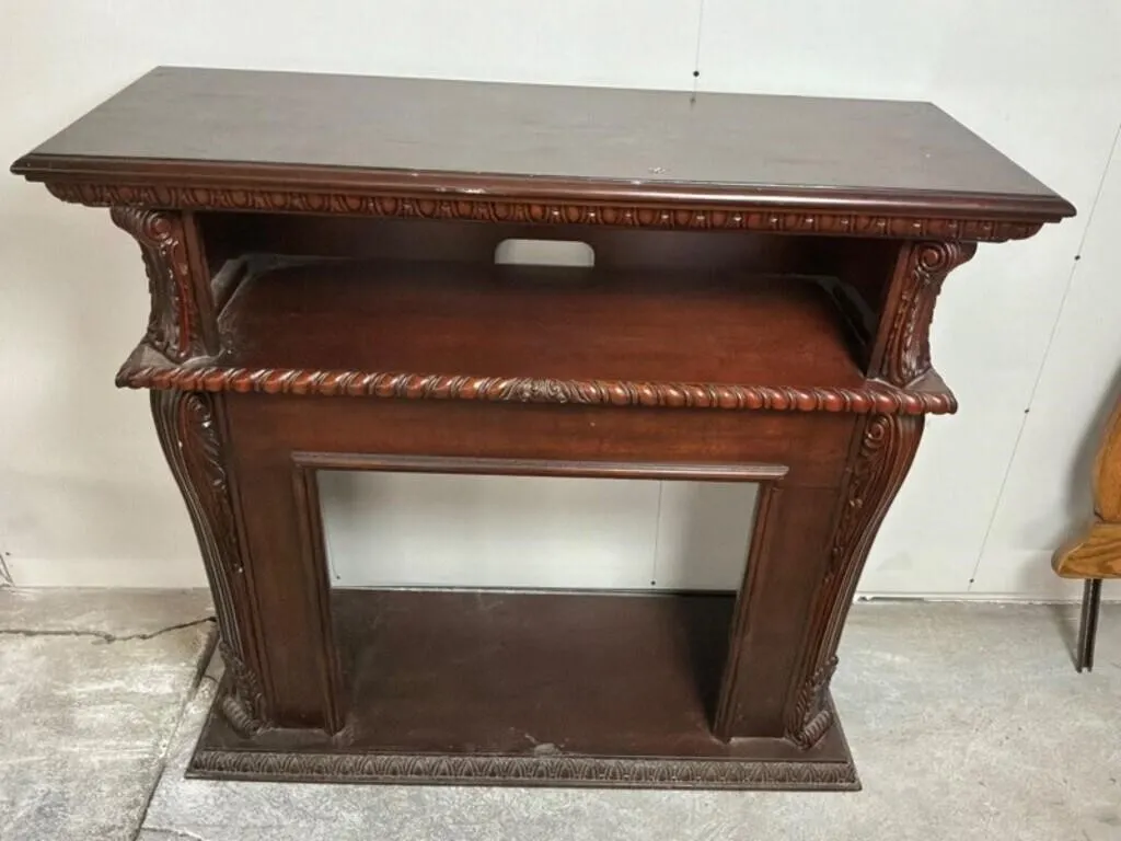 Ornate Carved Wood Fireplace Mantel