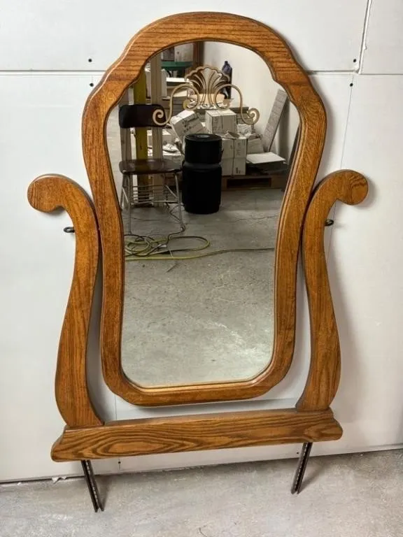 Ornate Wood-Framed Wall Mirror 32 x 45