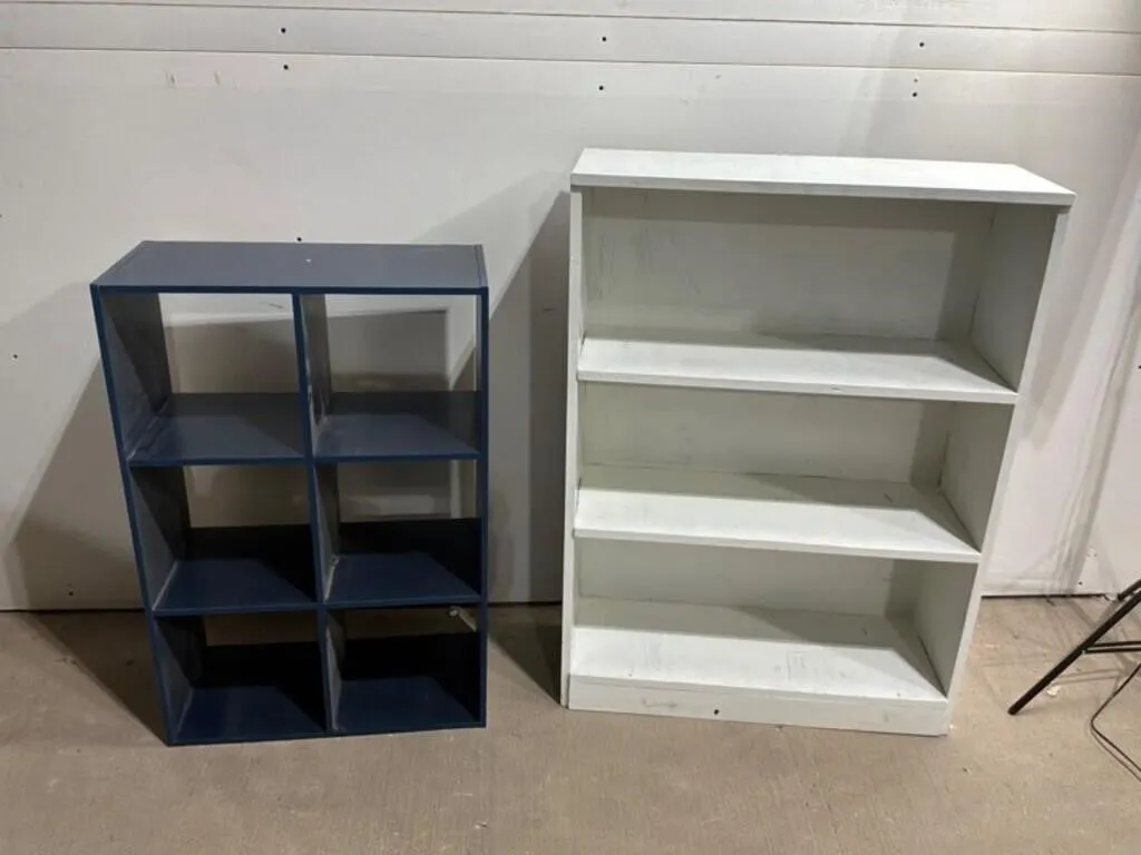 2pc Bookshelf & Cubby Shelving Set