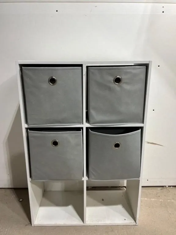 6-Cube Storage Organizer w/ 4 Fabric Bins