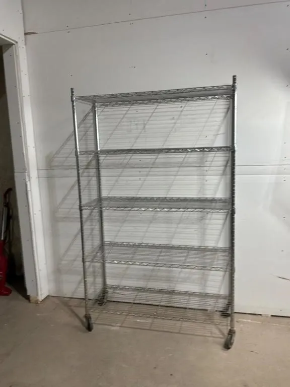 48in Chrome Wire Shelving Cart - 5 Shelf