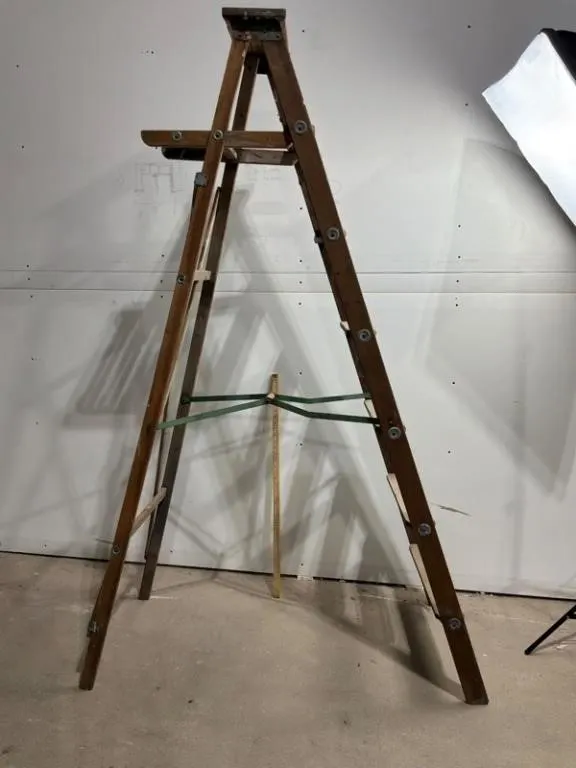 Wooden Folding Step Ladder - Approx. 84in