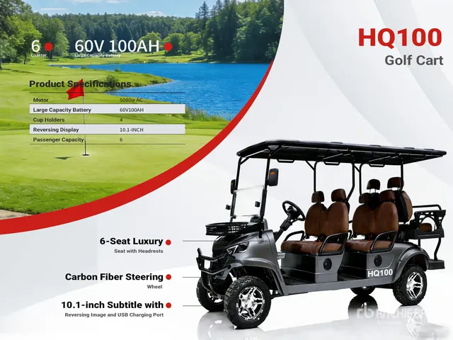 2026 HQ100 Electric Gray Six-Seater Golf Cart (Unused)