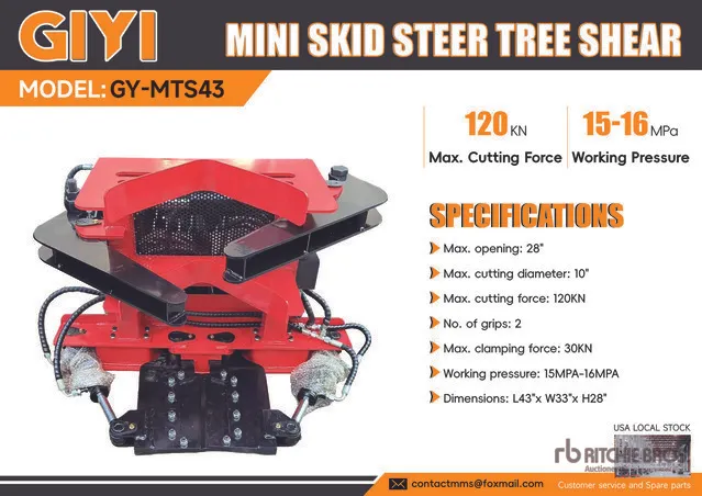 2026 GIYI GY-MTS43 Mini Skid Steer Tree Shear (Unused)