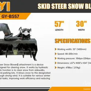 2026 GIYI GY-BS57 55 in Skid Steer Snowblower (Unused)