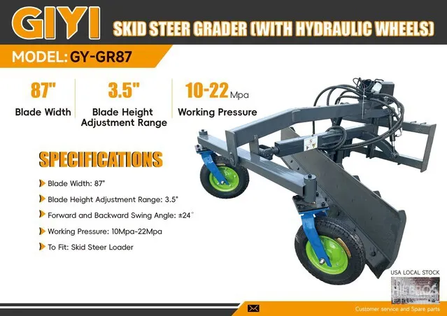 2026 GIYI GY-GR87 87 in Skid Steer Grader (Unused)