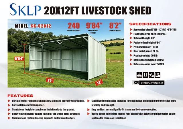 2026 SKLP SK-S2012 Livestock Shelter (Unused)