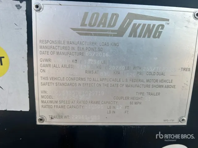 2017 Load King 503/554SSSF 110000 lb Tri/A Removable Gooseneck Lowboy Trailer
