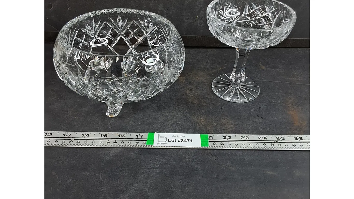 Vintage Cut Crystal Footed Bowl and Pedestal Dessert Glass