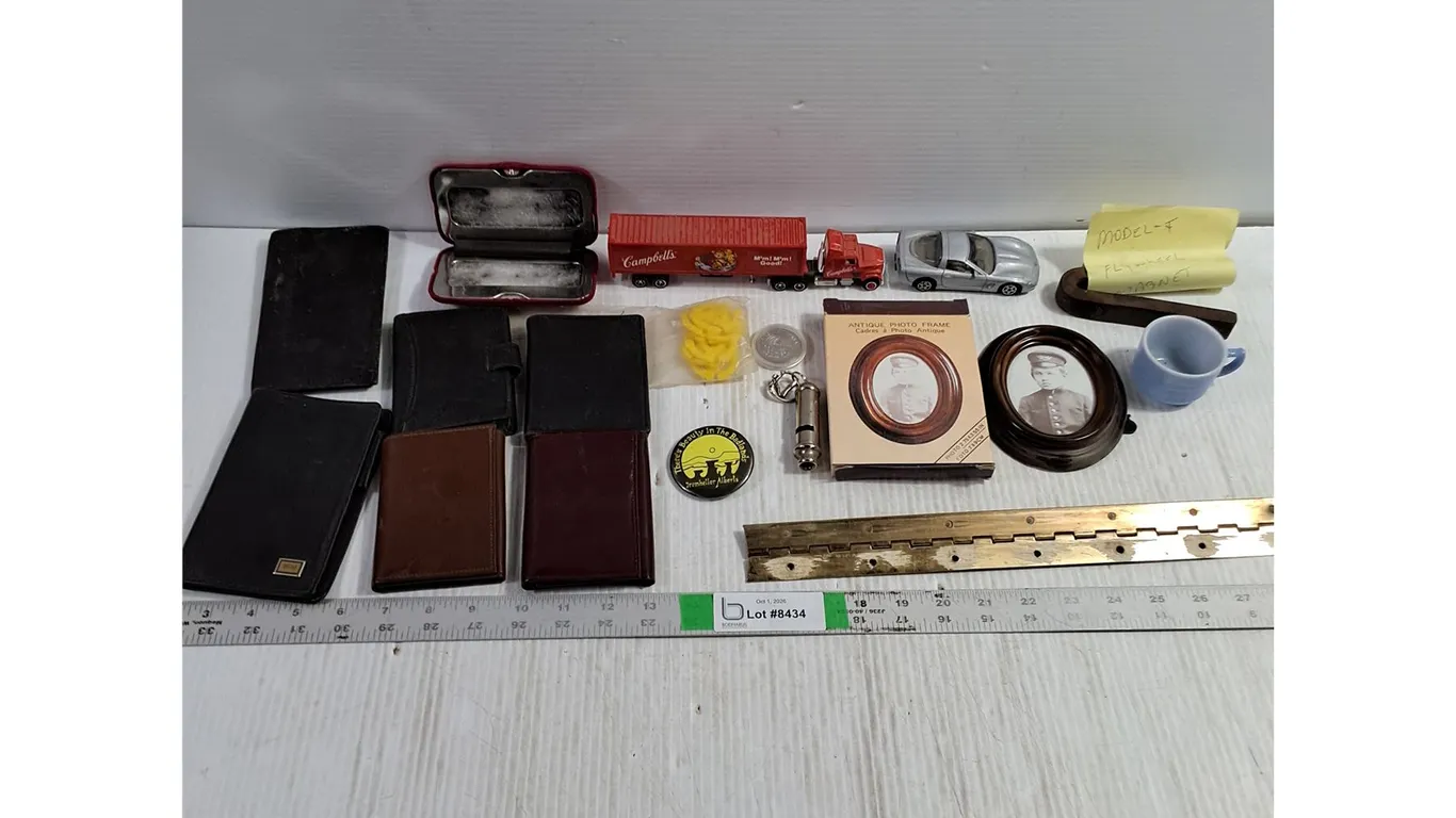 Wallets,Model T Flywheel Magnet,Campbells Truck,Corvette,Picture Frame,45 Record Adapters,W