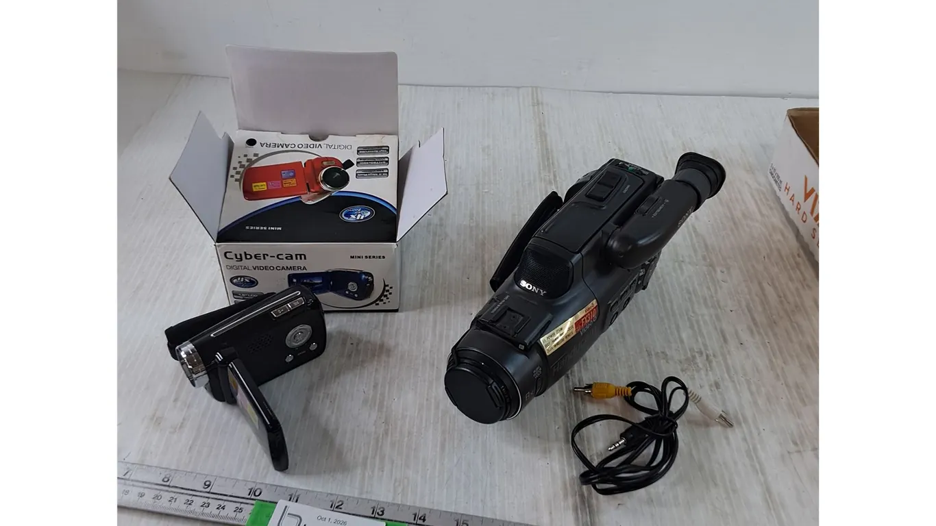 Cyber-Cam Digital Video Camera, Sony Video8 Handycam Camcorder Both Untested As-Is