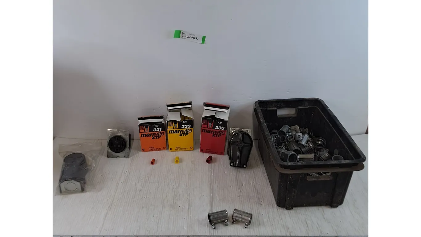 Die-Cast Electrical Conduit Fittings, (3) Boxes of Wire Connectors, (2) Plug Sockets
