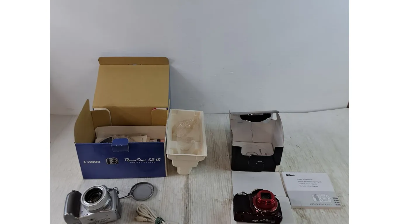 Canon PowerShotS2 IS with Box, Manuals, Wire, Nikon Coolpix L610 with Manual and Box Untested