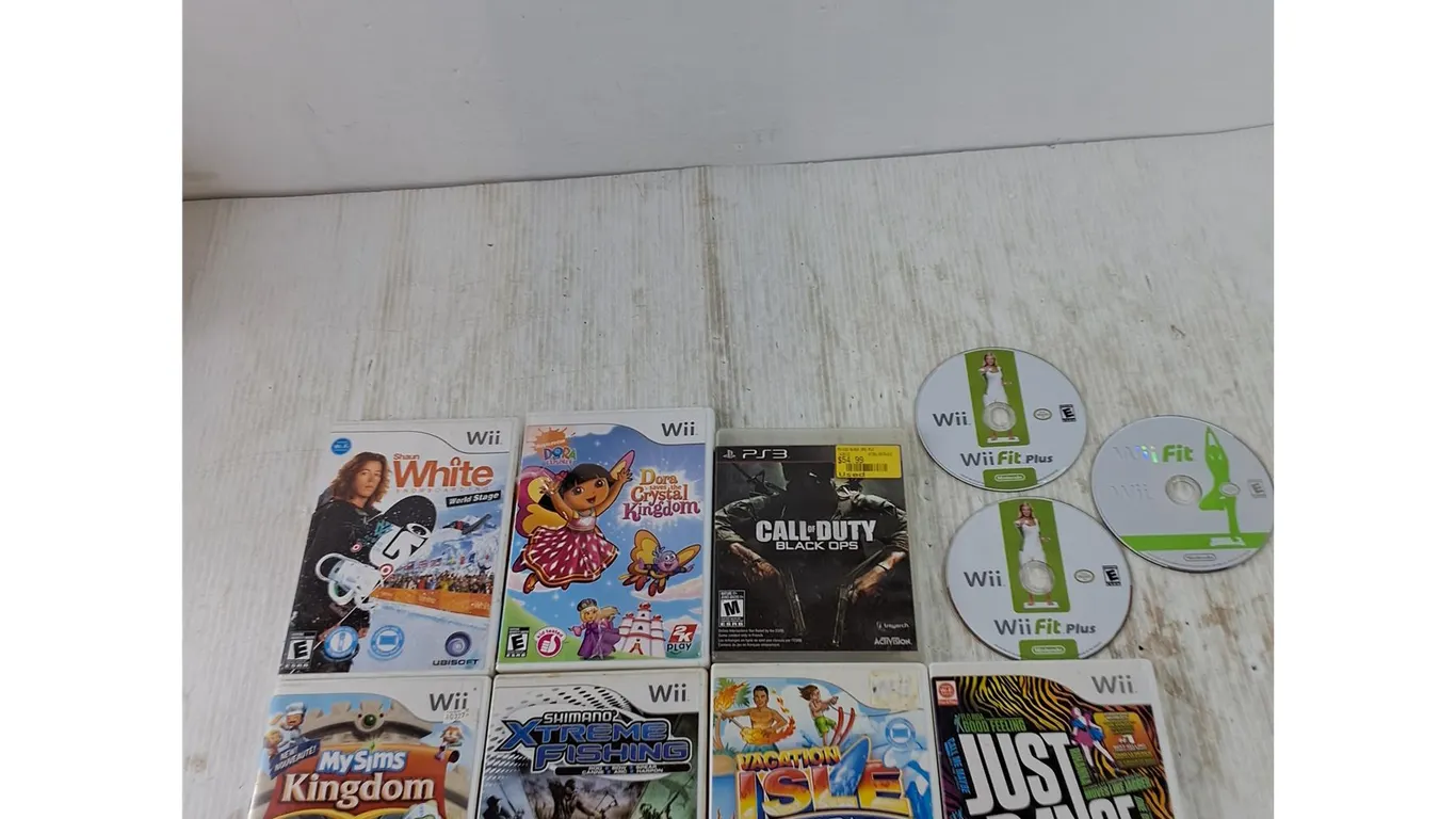 (9) Wii Games, WiiFit, Dora, Fishing, MySims, PlayStation 3 Call of Duty Black Ops