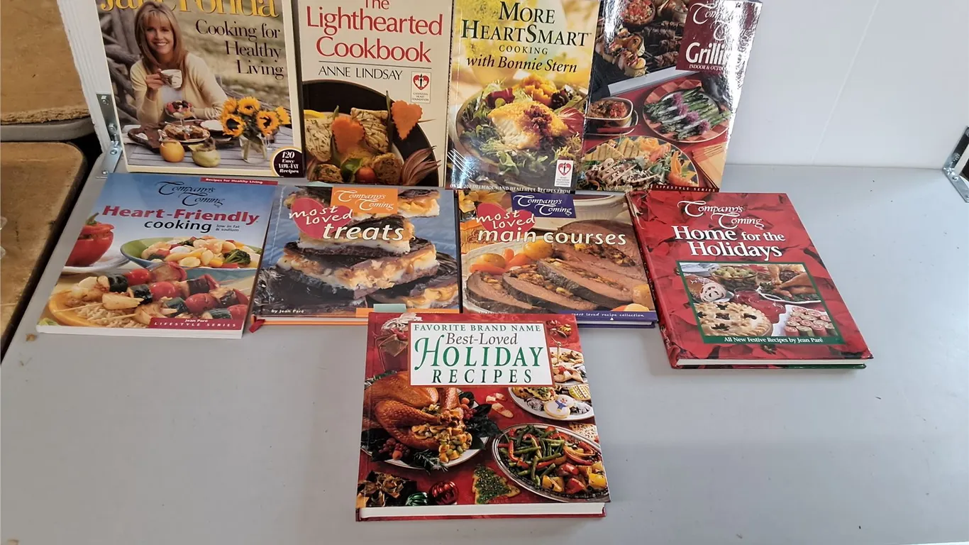 (9) Cookbooks- Company's Coming, Jane Fonda, Grilling