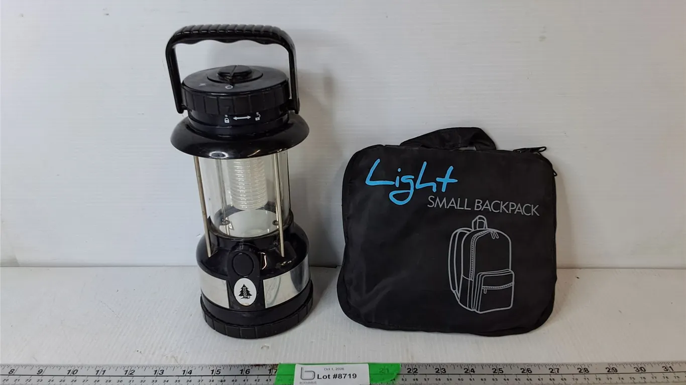 Woods LED Camping Lantern- Requires New Bulb & Folding Backpack
