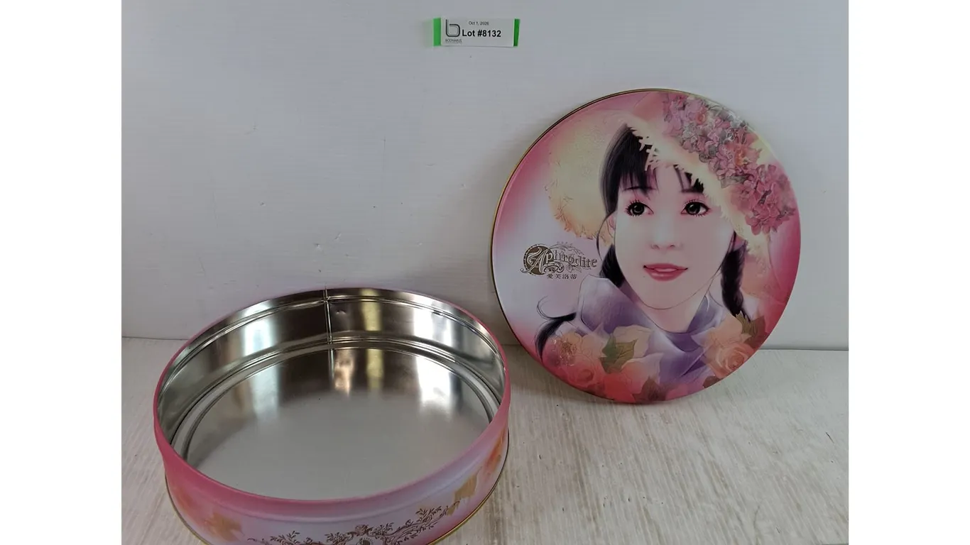 Chinese Aphrodite Pink Metal Tin Container