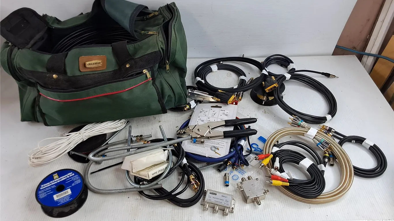 Granbeur Bag, 16 Gauge Wire, Wire Strippers, TV Cables, Multi Dish Switch, Misc