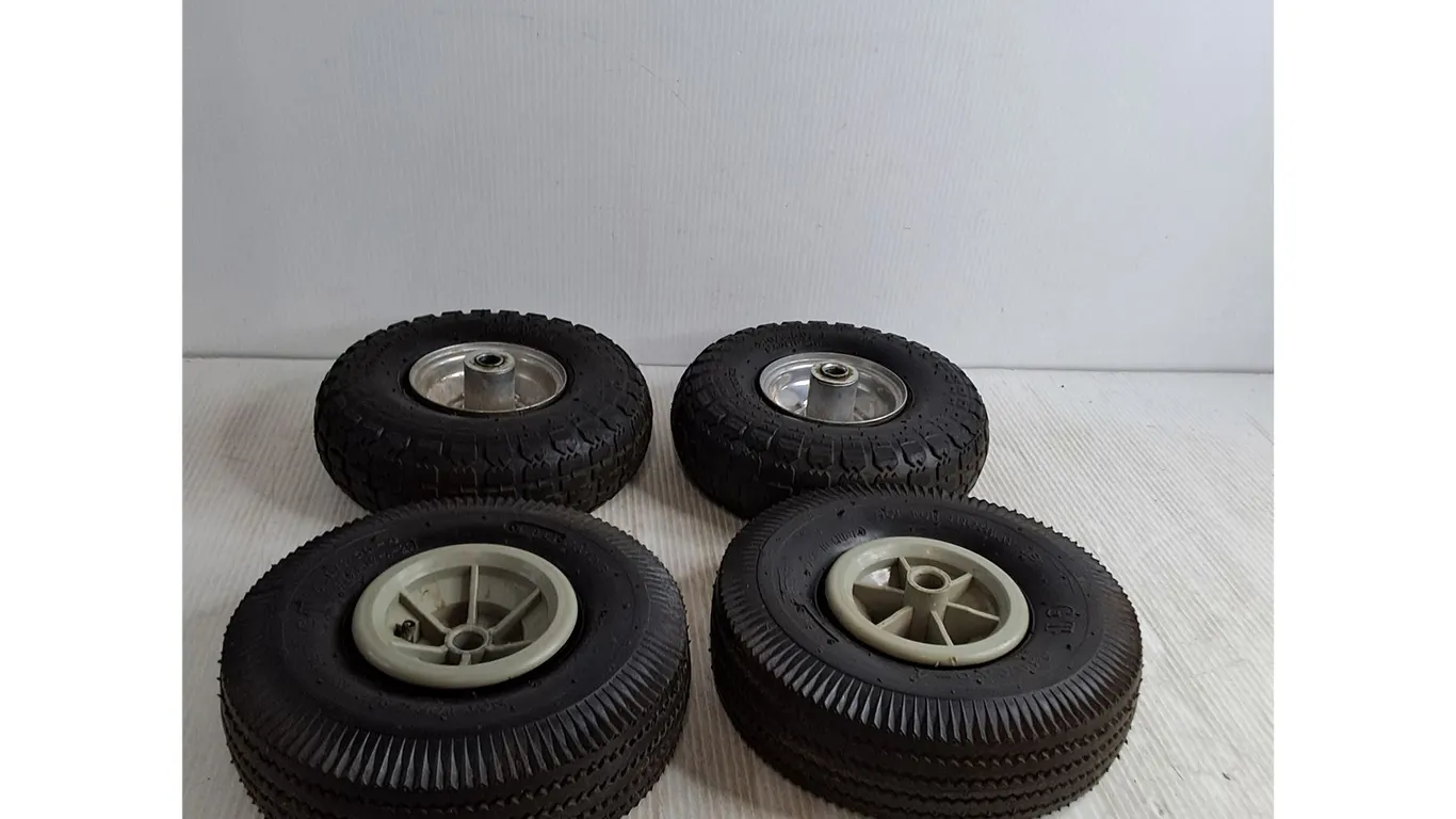 (4) 4:10/3.50-4 Hand Truck Tires & Rims (needs tubes)( cannot ship)