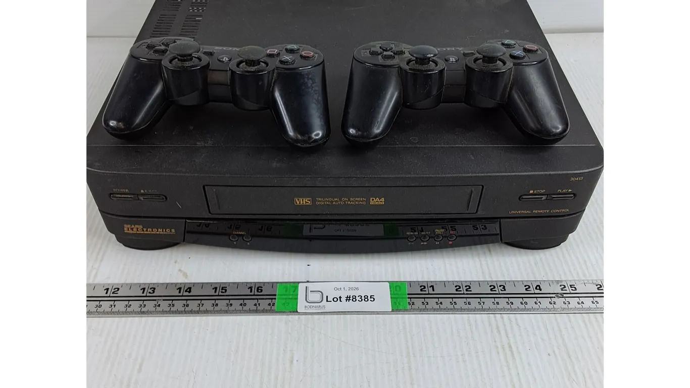 (2) Playstation Controllers,Sears VHS Player-untested-as is