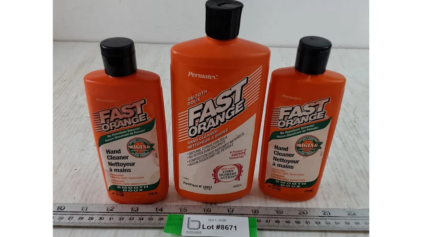 (3) Bottles of Permatex Fast Orange Hand Cleaner As-Is, Pickup Only