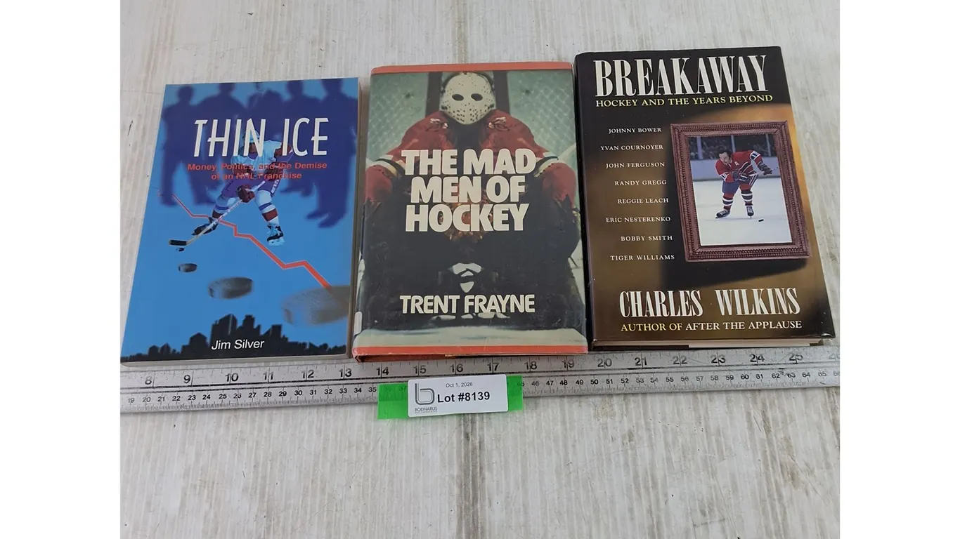 (3) Hockey Books, Thin Ice, Breakaway, The Mad Men of Hockey