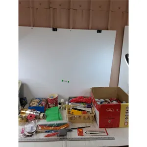 Assorted Arts & Crafts Materials, Pipe Cleaners, (5) Paintbrushes, Misc