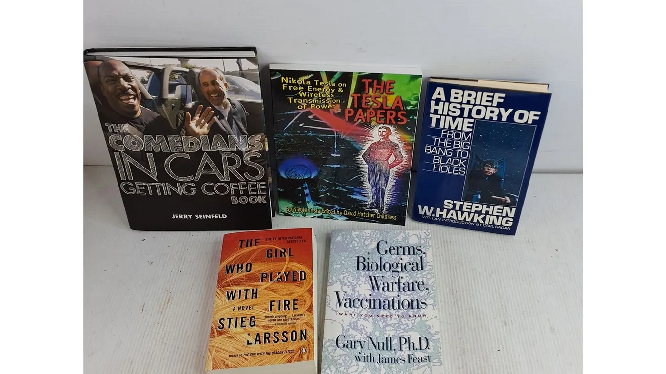Assorted Books - Jerry Seinfeld, Stephen W. Hawking, Stieg Larsson