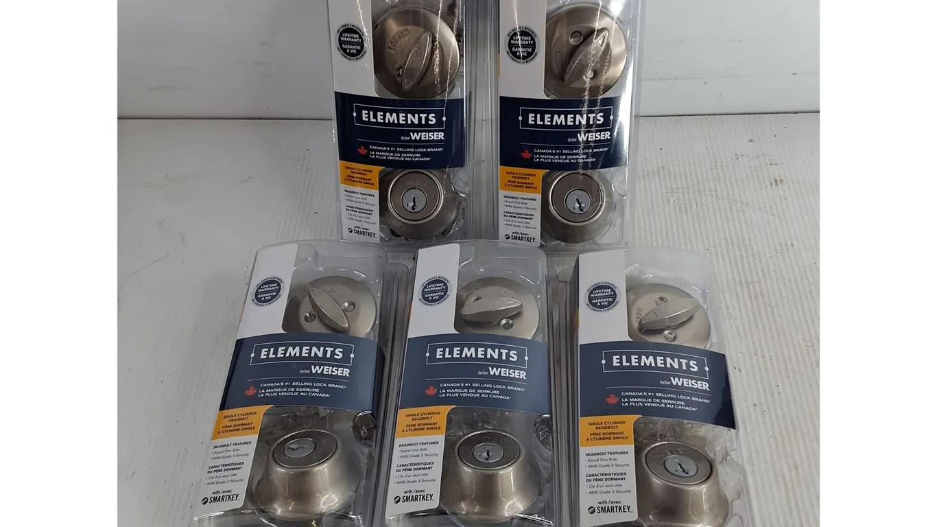 (5) Weiser Single Cylinder Deadbolt Door Locks