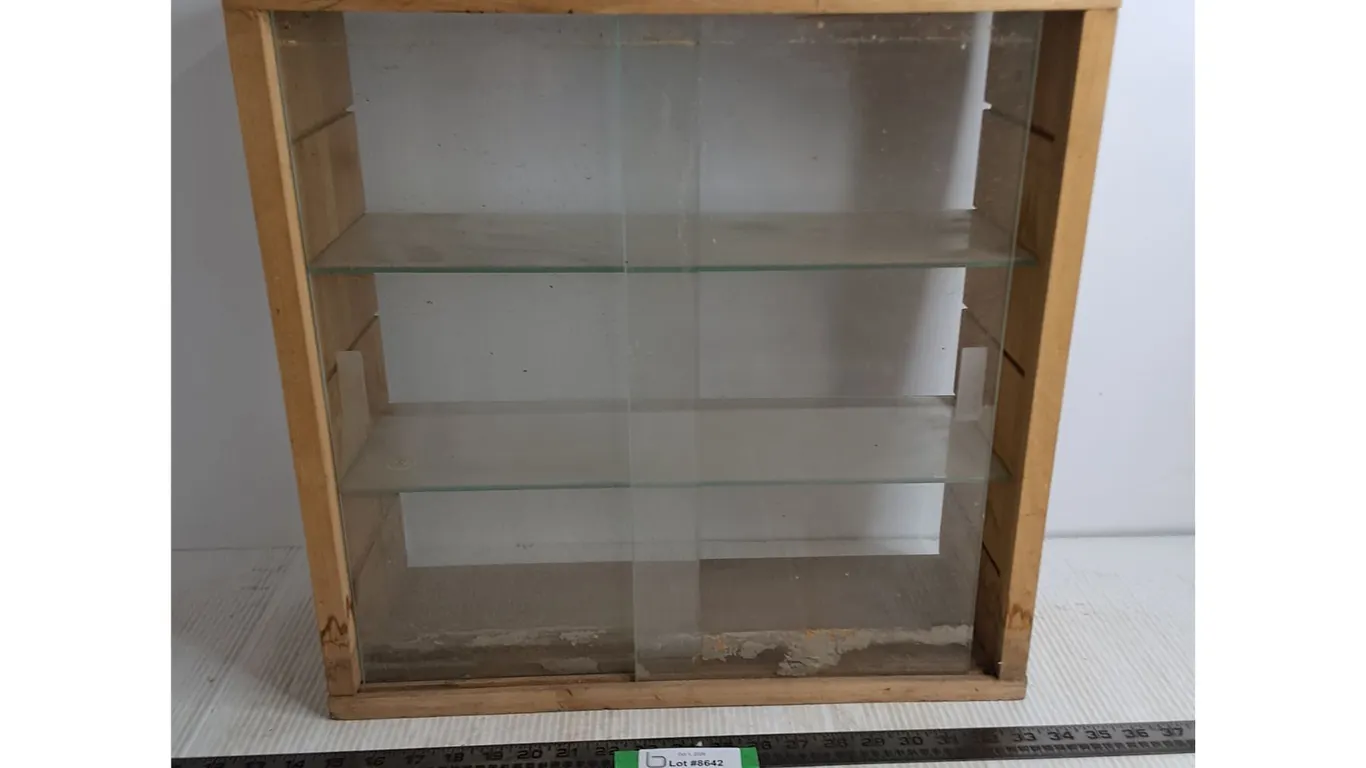 IKEA Wooden Display Shelf Unit w/Glass Doors & Shelves - 19x19x7" - Cannot Ship