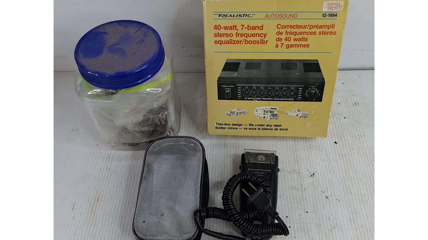Braun Hair Trimmer, Realistic 40 W 7 Band Stereo Equalizer & Hardware, As Is