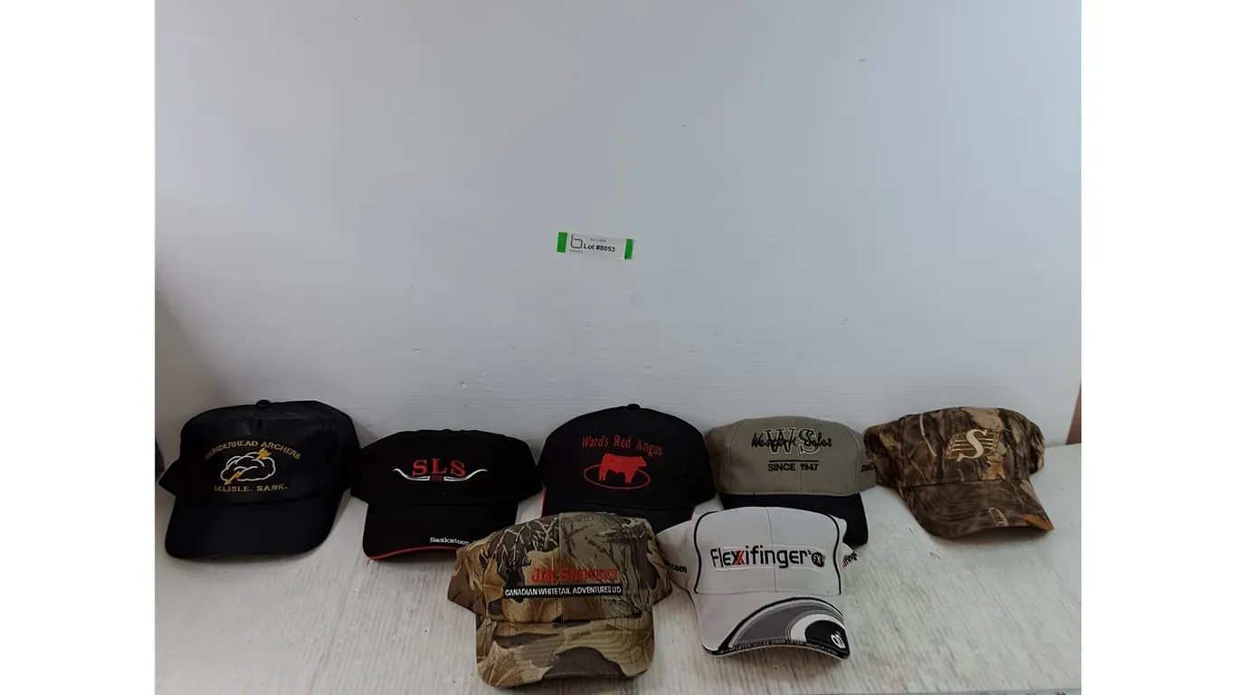 (7) Baseball Caps, Flexifinger, Delisle, SLS, Red Angus, Roughriders