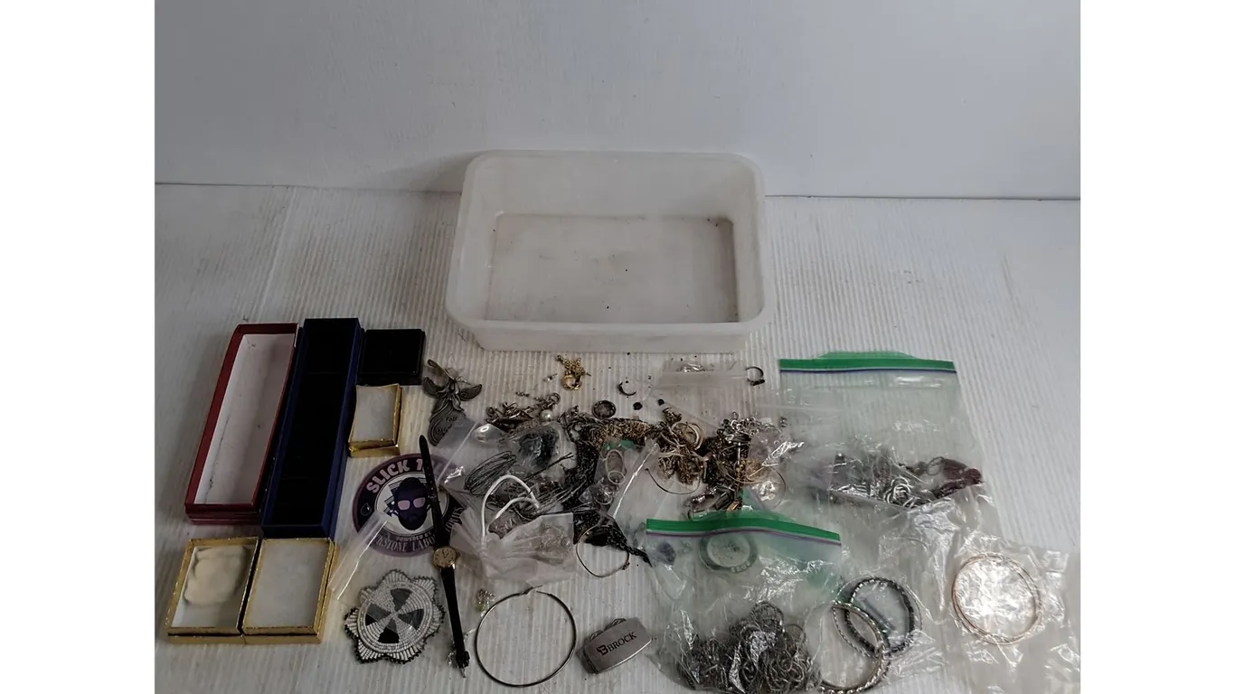 Large Assortment of Mostly Vintage Jewelry & Boxes, Plastic Tray